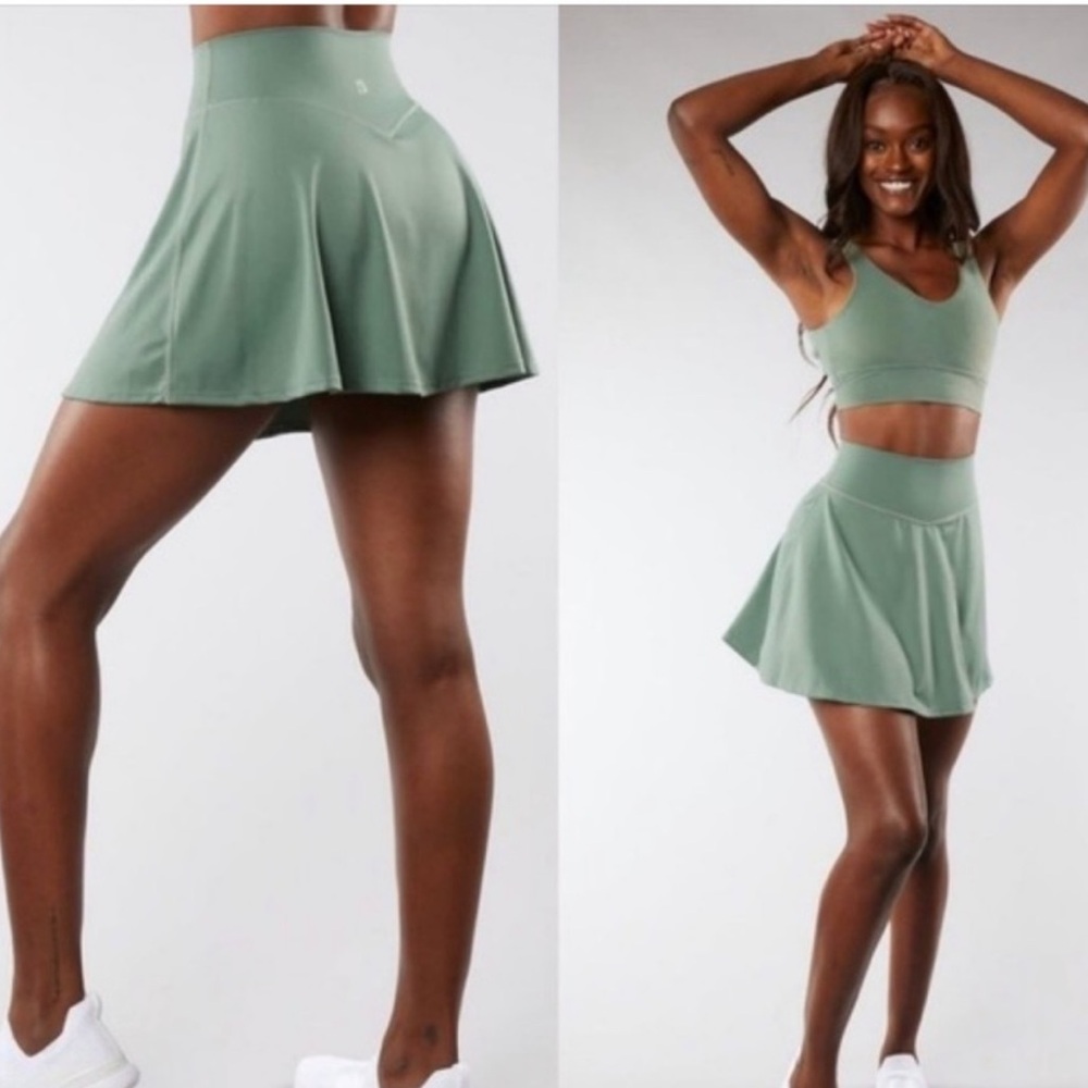 Buffbunny Succulent Skort Skirt Tennis Flare Green High Waisted XS